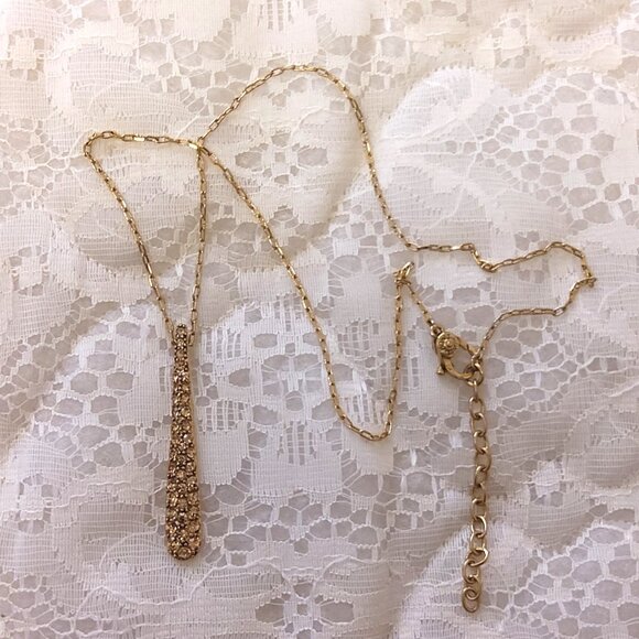 New Monet  Yellow Citrine Crystal Teardrop Charm Pendant Gold Tone Necklace - Picture 6 of 12